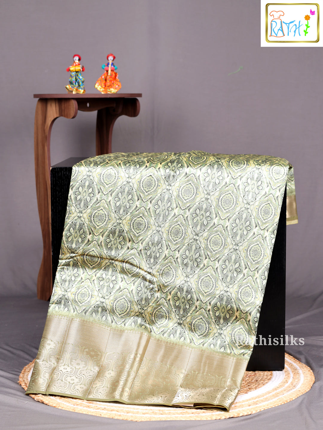 Light Green Synthetic Saree