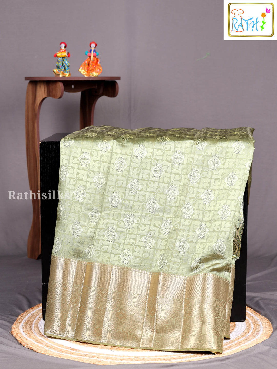 Light Green Synthetic Saree