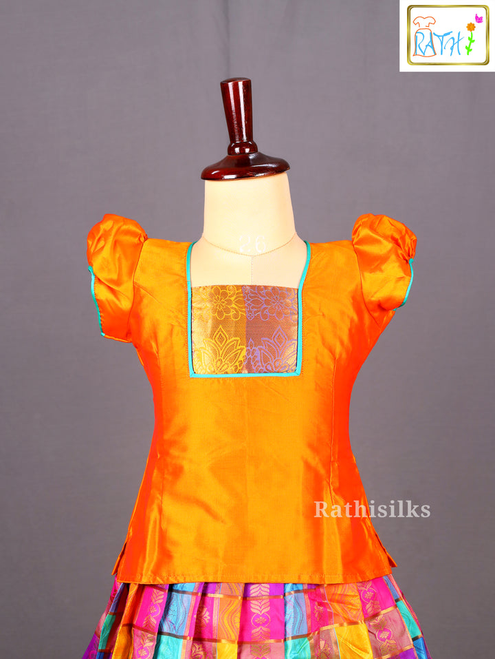 Multicolor Checked Pavadai Set