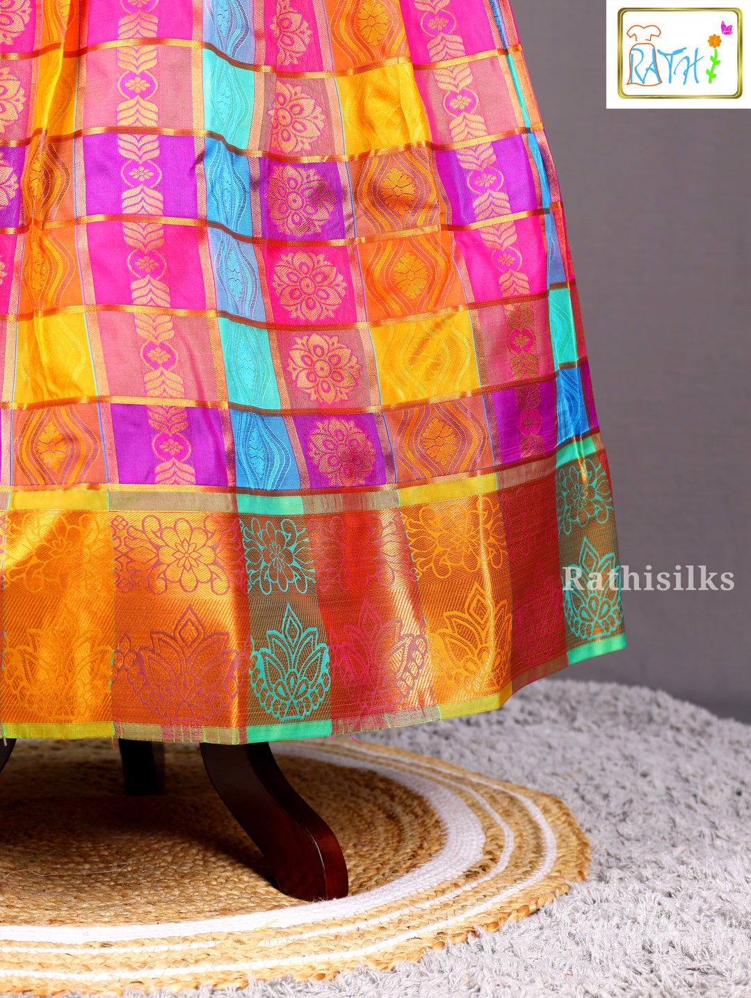 Multicolor Checked Pavadai Set