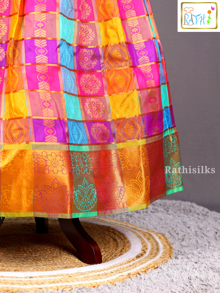 Multicolor Checked Pavadai Set