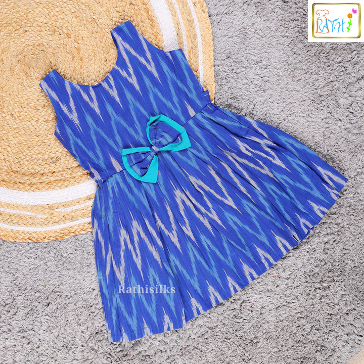 Trendy Blue Ikat Frock