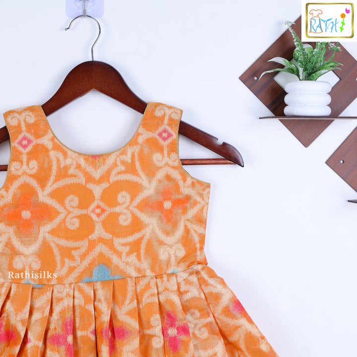 Orange Ikat Banarasi Frock