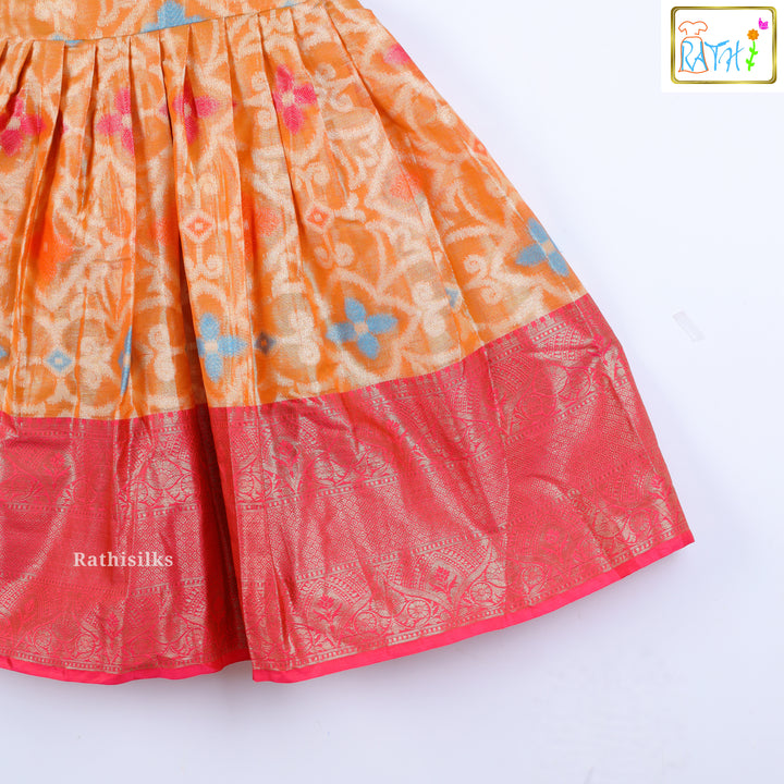 Orange Ikat Banarasi Frock