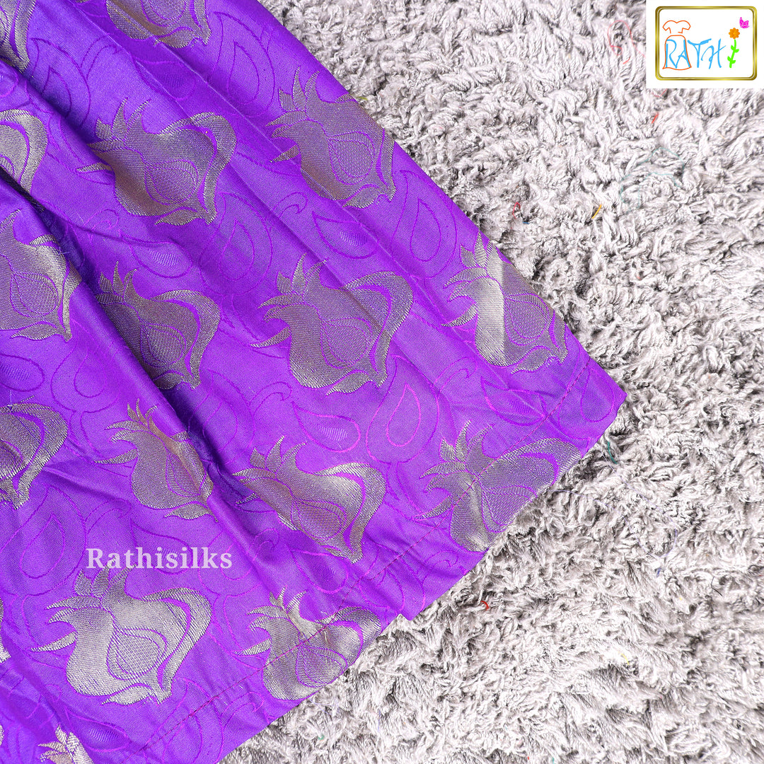 Elegant Gold & Purple Embroidered Frock