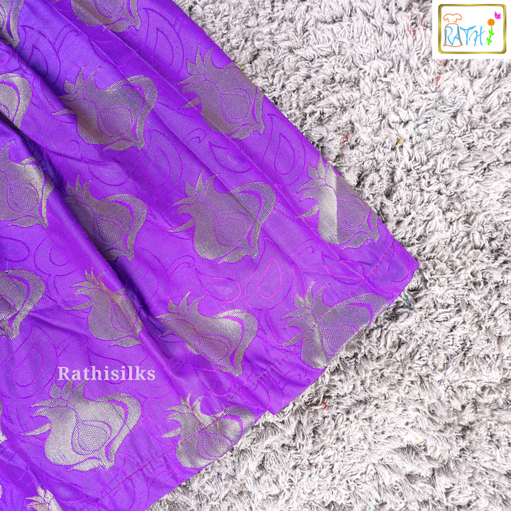 Elegant Gold & Purple Embroidered Frock