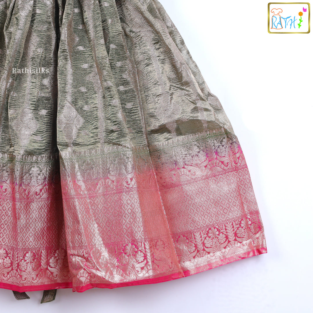Olive Green Banarasi Frock