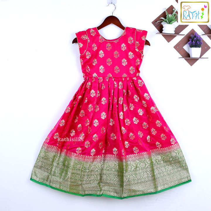 Pink Banarasi Silk Frock