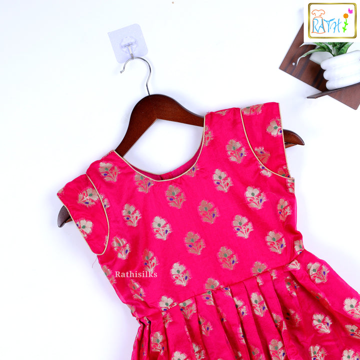 Pink Banarasi Silk Frock