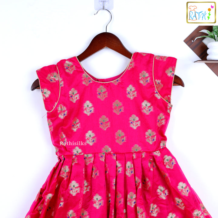 Pink Banarasi Silk Frock