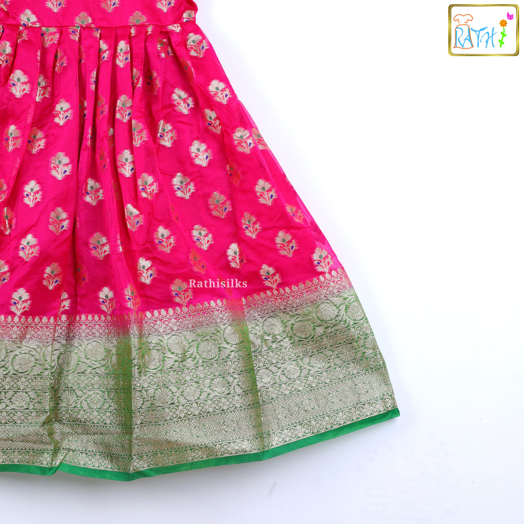 Pink Banarasi Silk Frock