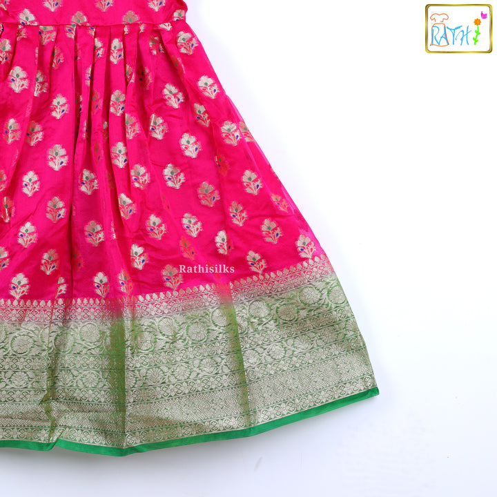 Pink Banarasi Silk Frock