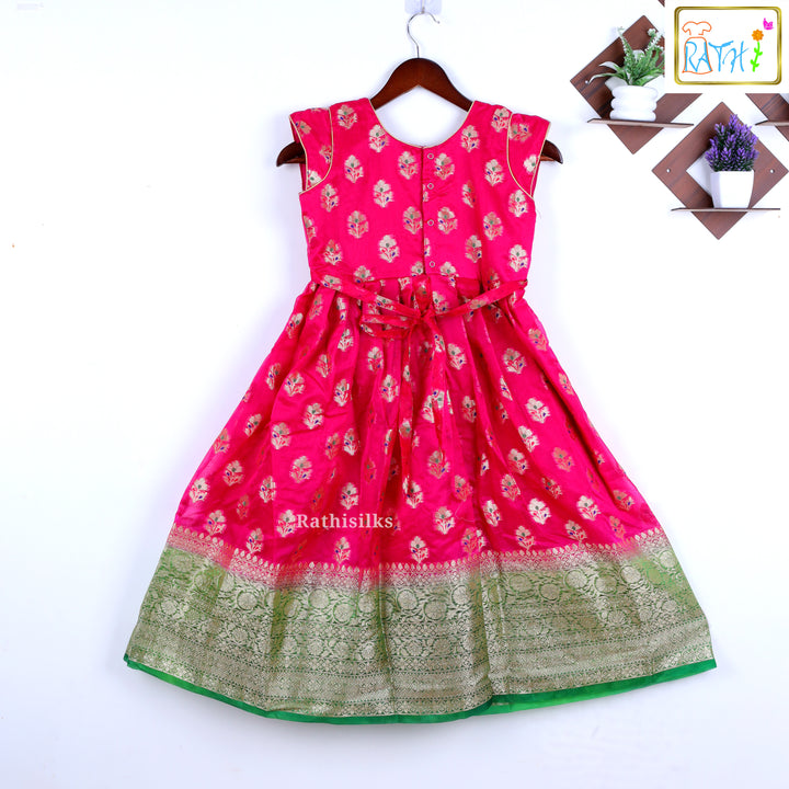 Pink Banarasi Silk Frock