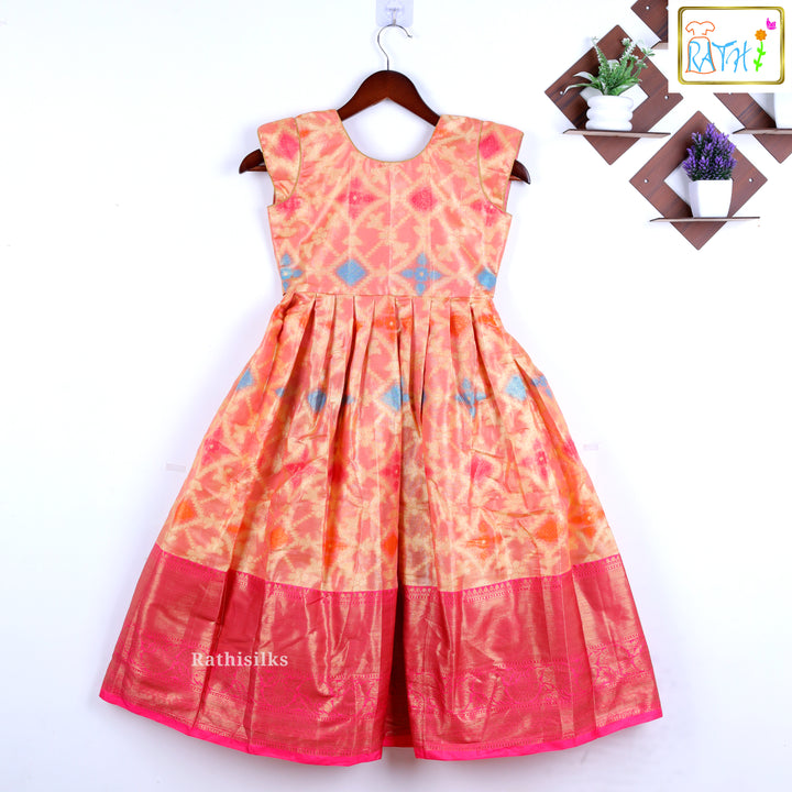 Peach Ikat Banarasi