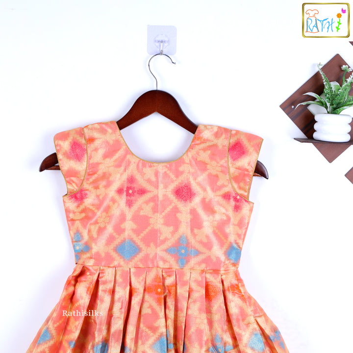Peach Ikat Banarasi