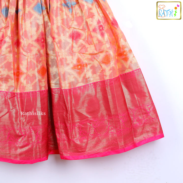 Peach Ikat Banarasi