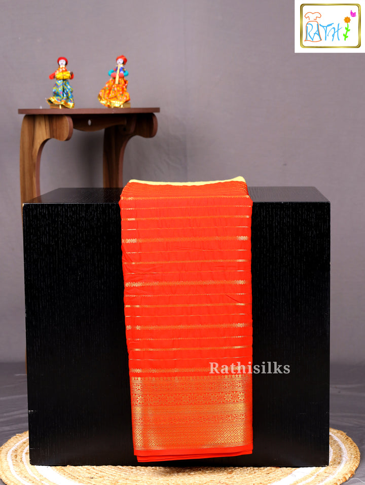 Sandal & Red Art Silk Saree