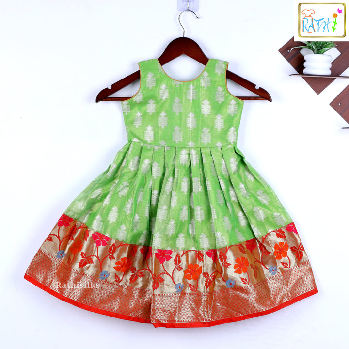 Green Brocade  Frock