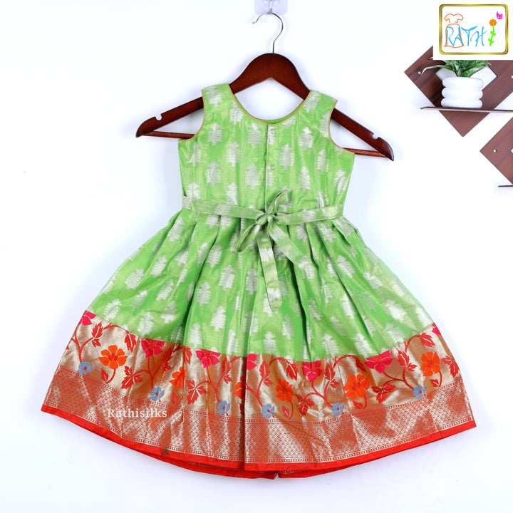 Green Brocade  Frock