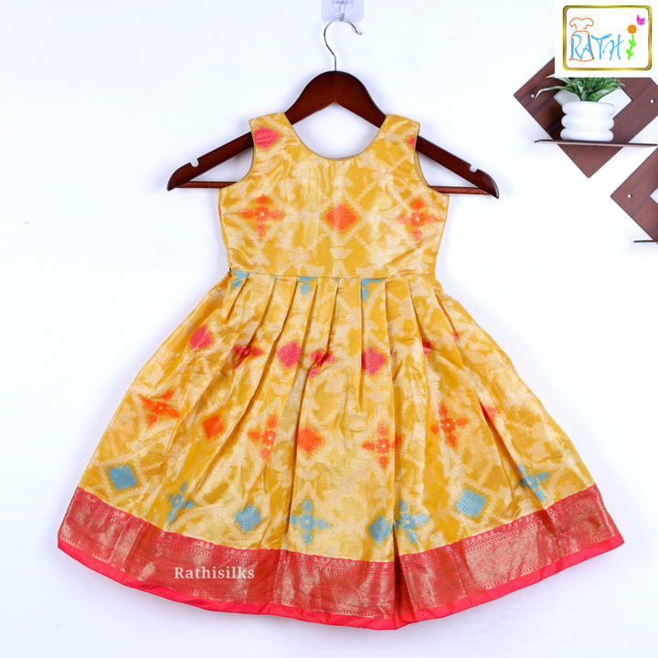 Yellow Ikat Brocade Frock
