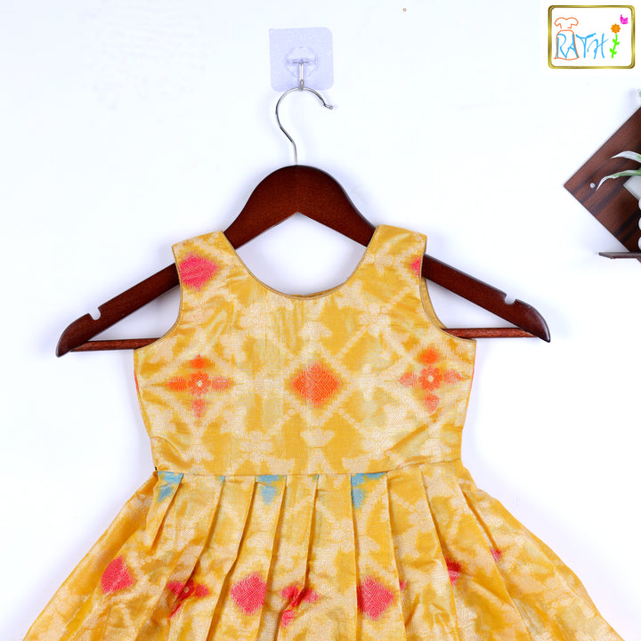 Yellow Ikat Brocade Frock