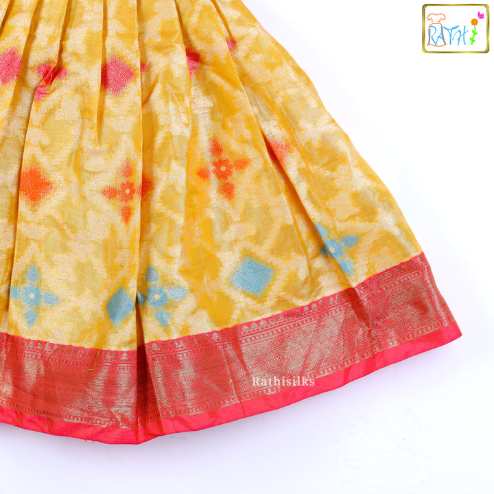 Yellow Ikat Brocade Frock