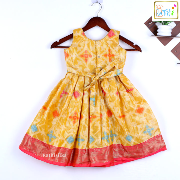 Yellow Ikat Brocade Frock