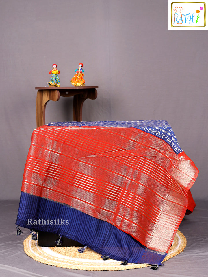 Elegant Blue Printed Synthetic Saree