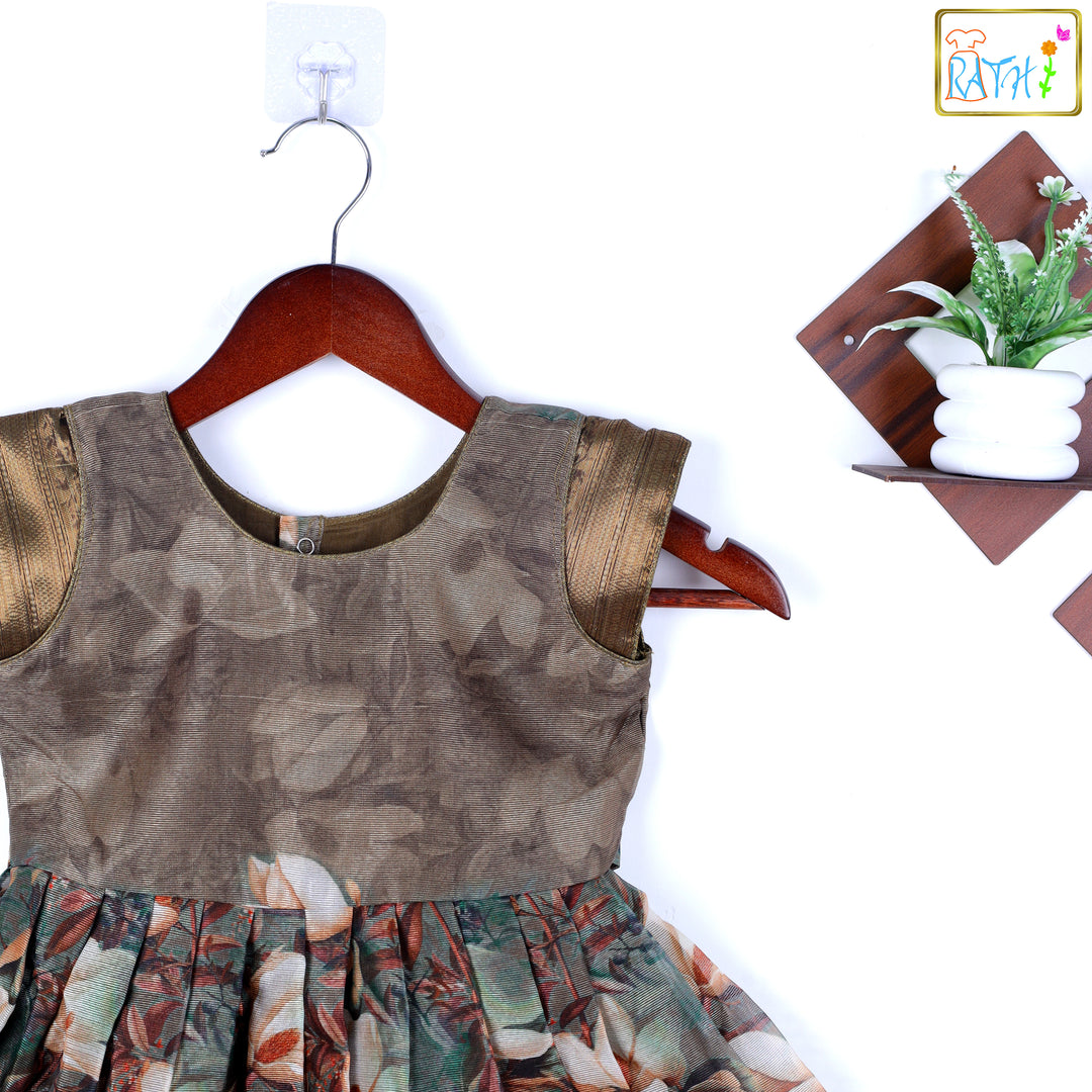 Organza Olive Green Long Frock