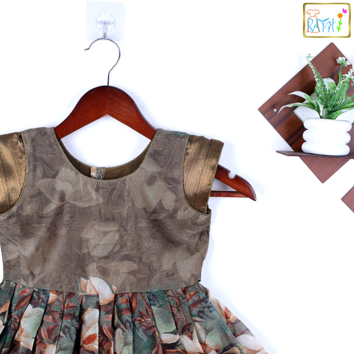 Organza Olive Green Long Frock