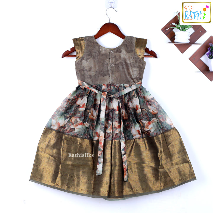 Organza Olive Green Long Frock