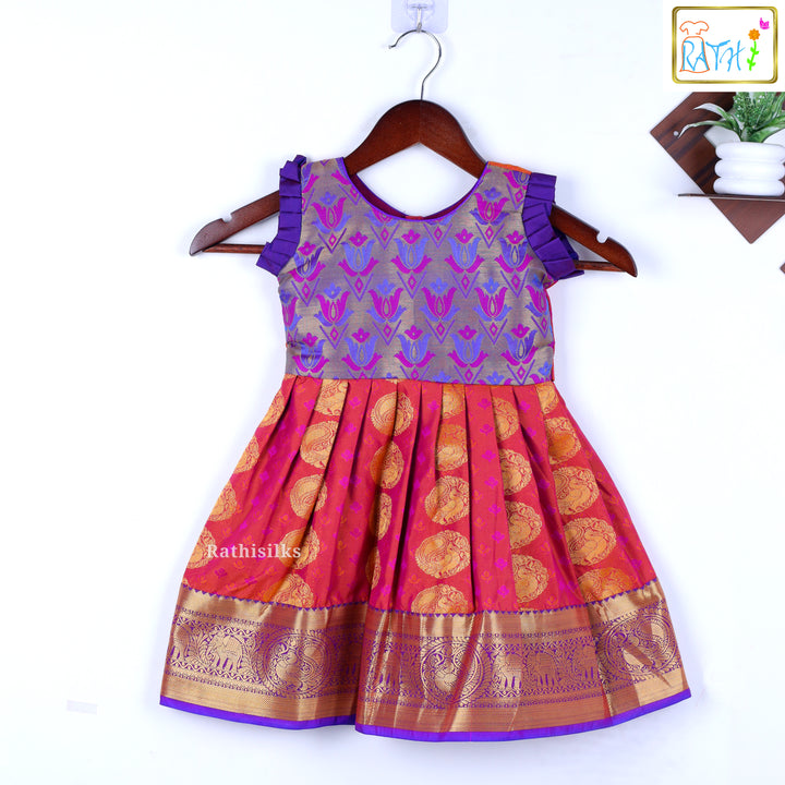 Tana Silk Purple & Maroon Short Frock