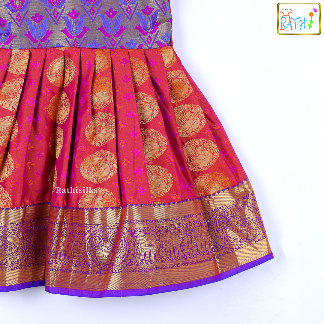 Tana Silk Purple & Maroon Short Frock