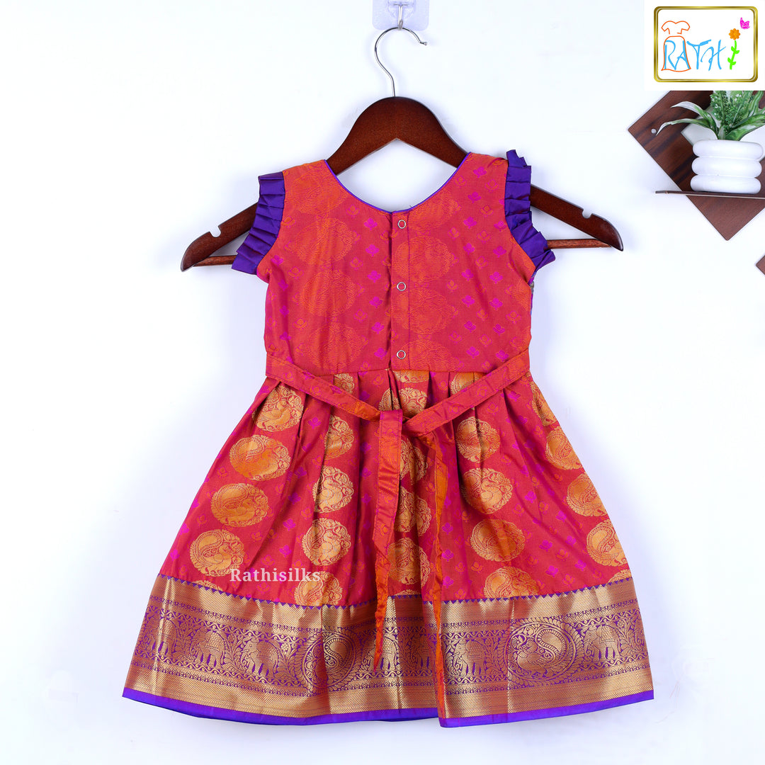 Tana Silk Purple & Maroon Short Frock