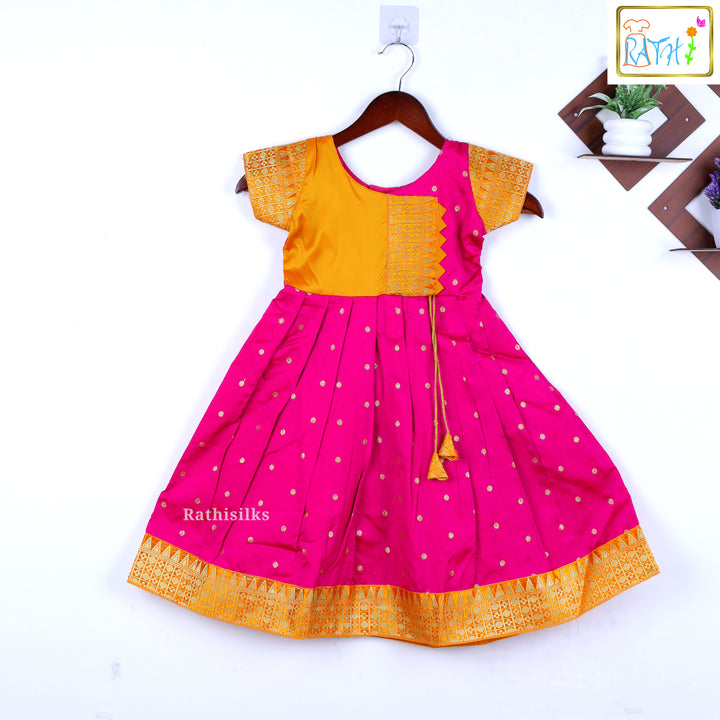 Banarasi Mustard & Pink Long Frock