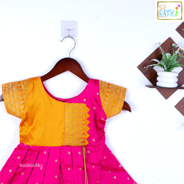 Banarasi Mustard & Pink Long Frock