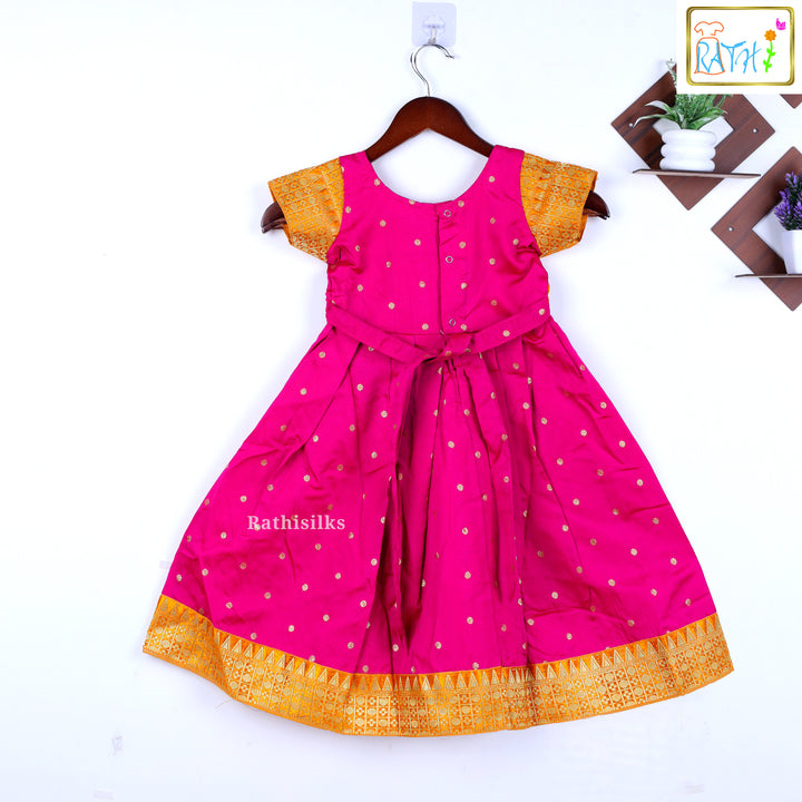 Banarasi Mustard & Pink Long Frock