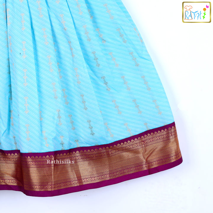 Tana Silk Purple & Sky Blue Short Frock