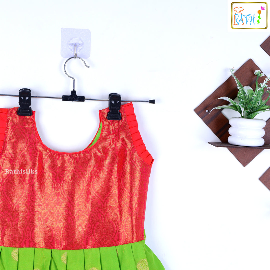 Tana Silk Red & Green Short Frock