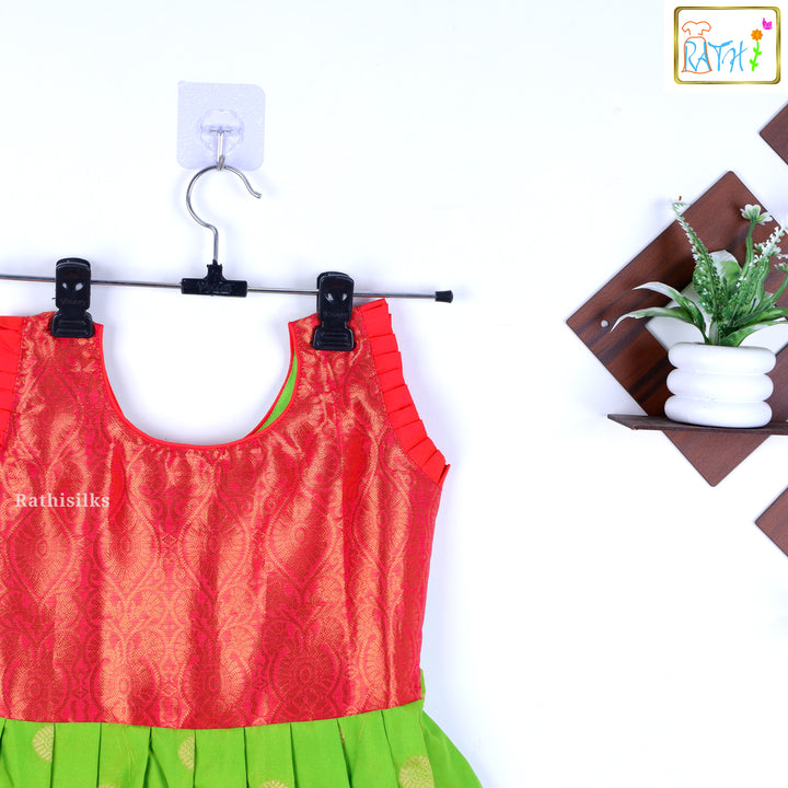 Tana Silk Red & Green Short Frock