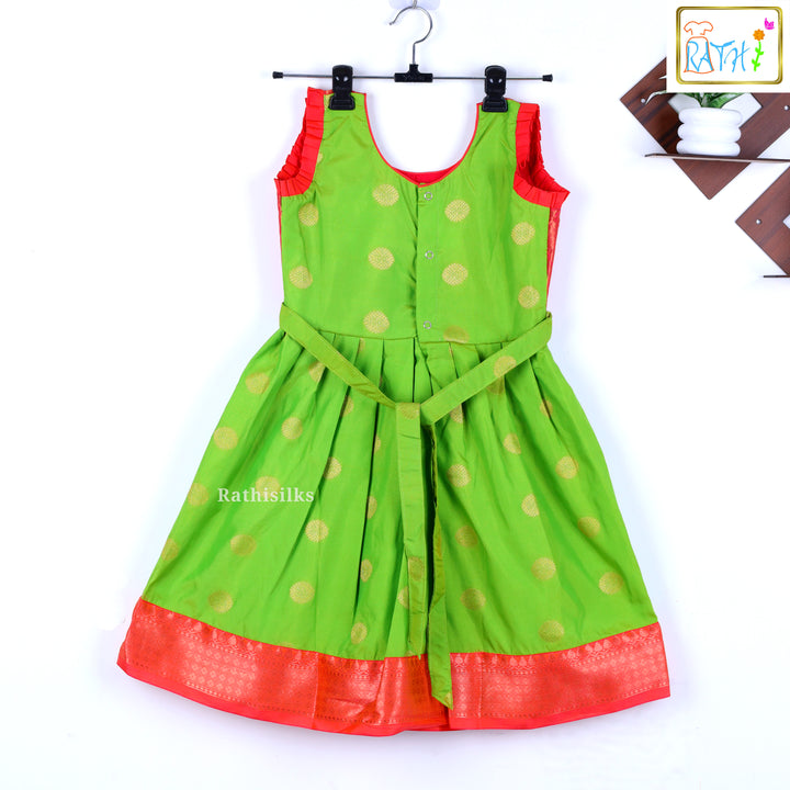 Tana Silk Red & Green Short Frock