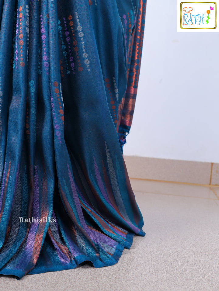 Elegant Teal Blue Banarasi Silk Saree