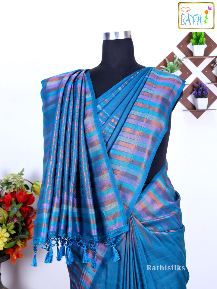 Elegant Teal Blue Banarasi Silk Saree