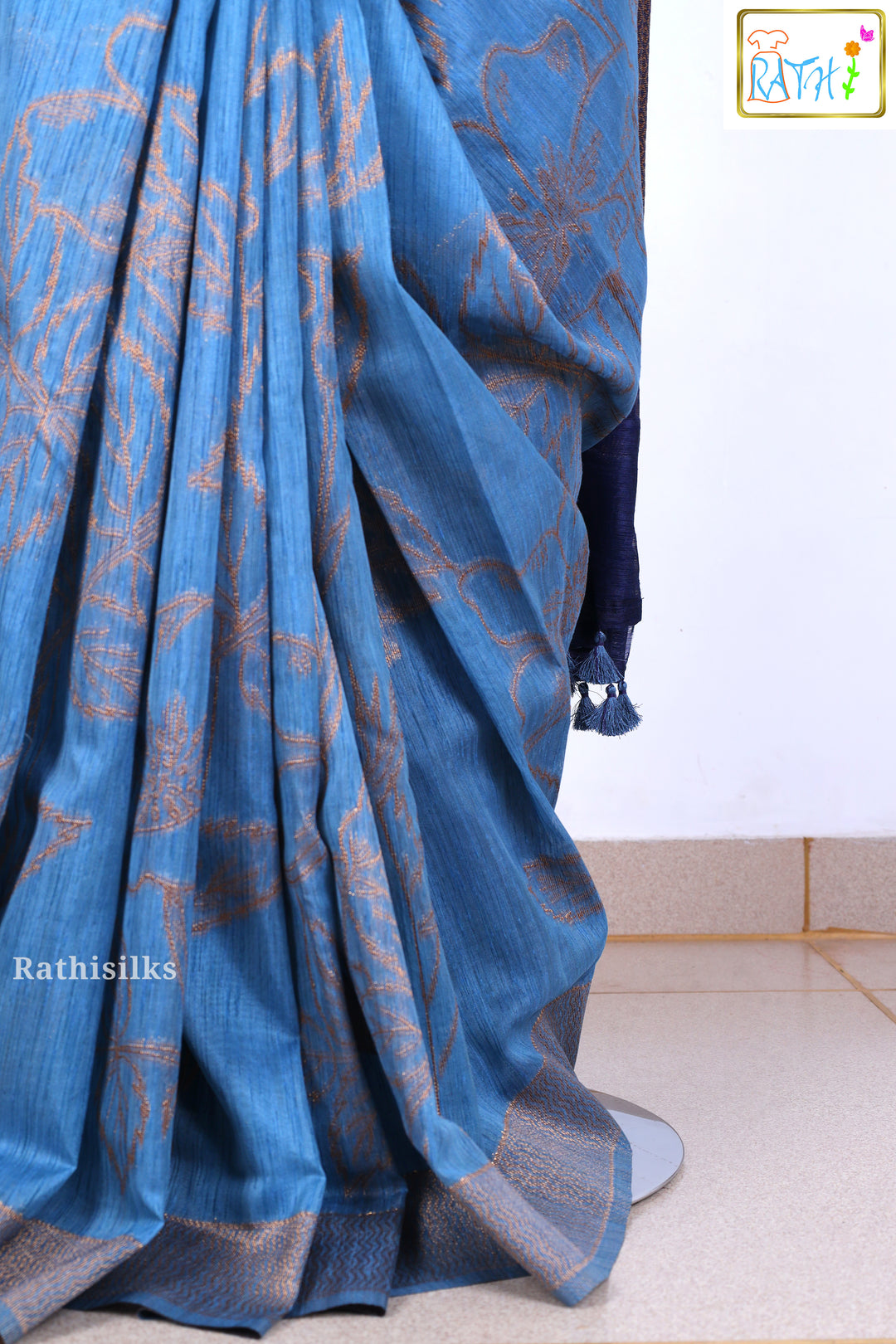 Elegant Blue Banarasi Tupion Silk Saree
