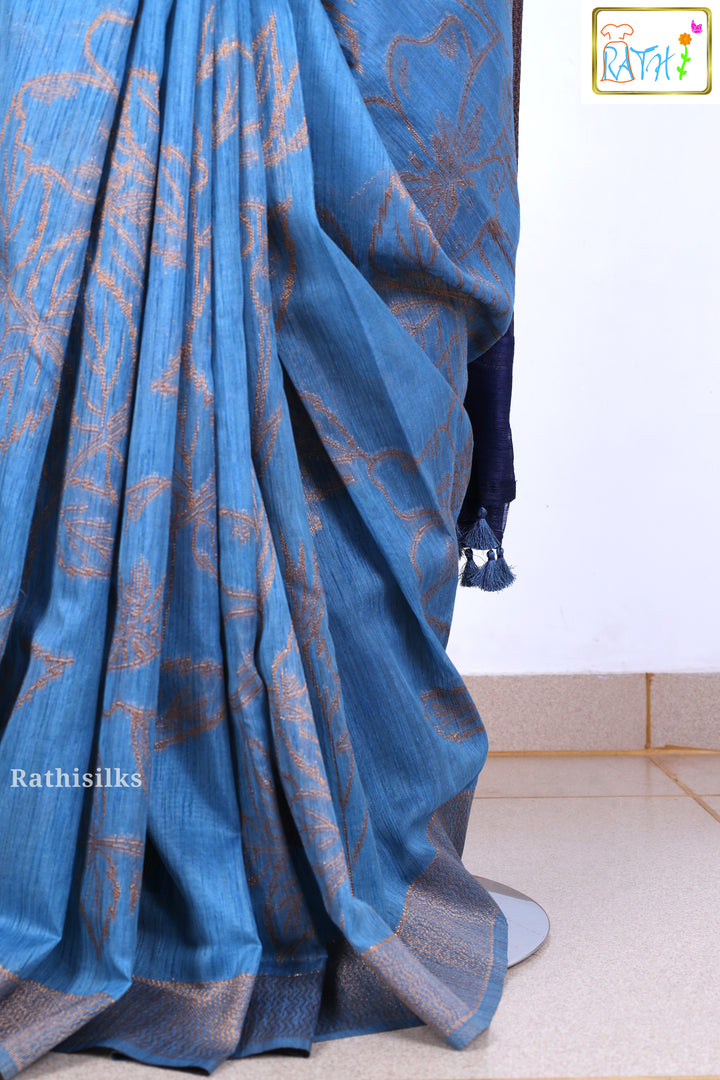 Elegant Blue Banarasi Tupion Silk Saree