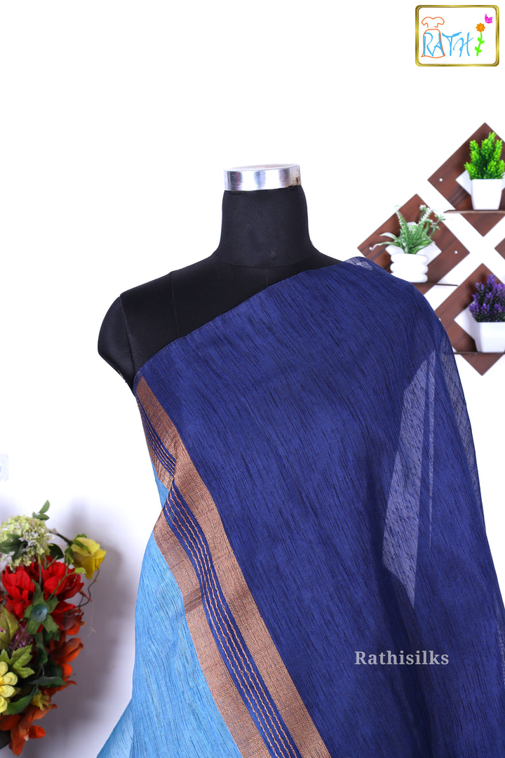 Elegant Blue Banarasi Tupion Silk Saree