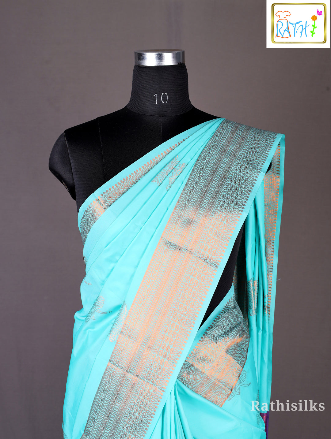 Aqua Blue Semi Soft Silk Saree