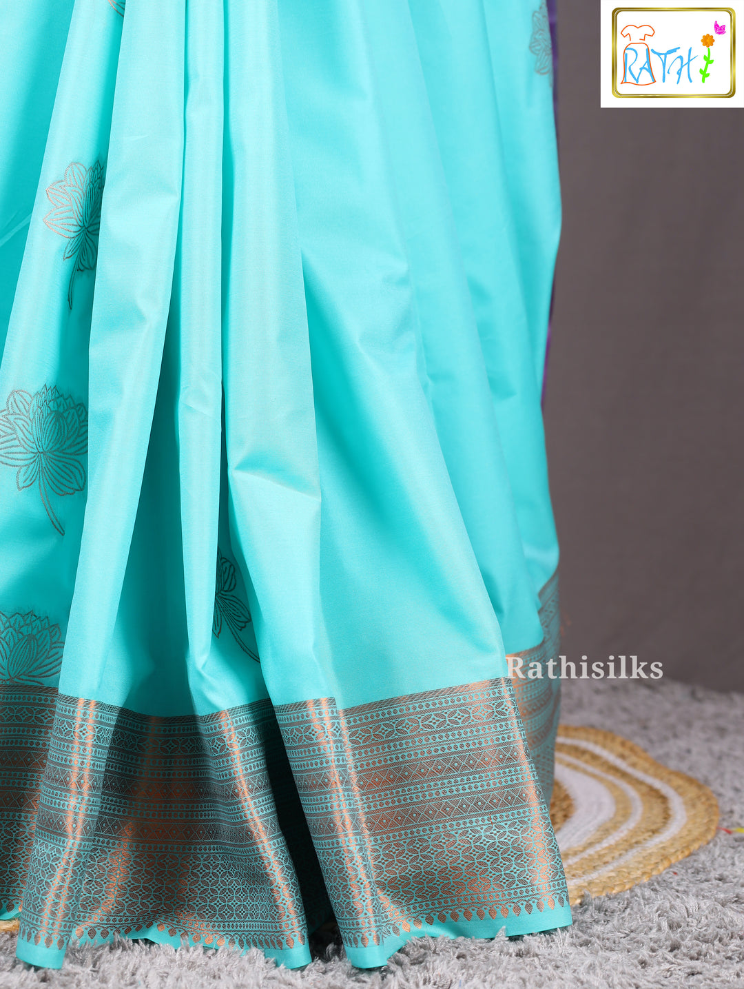 Aqua Blue Semi Soft Silk Saree