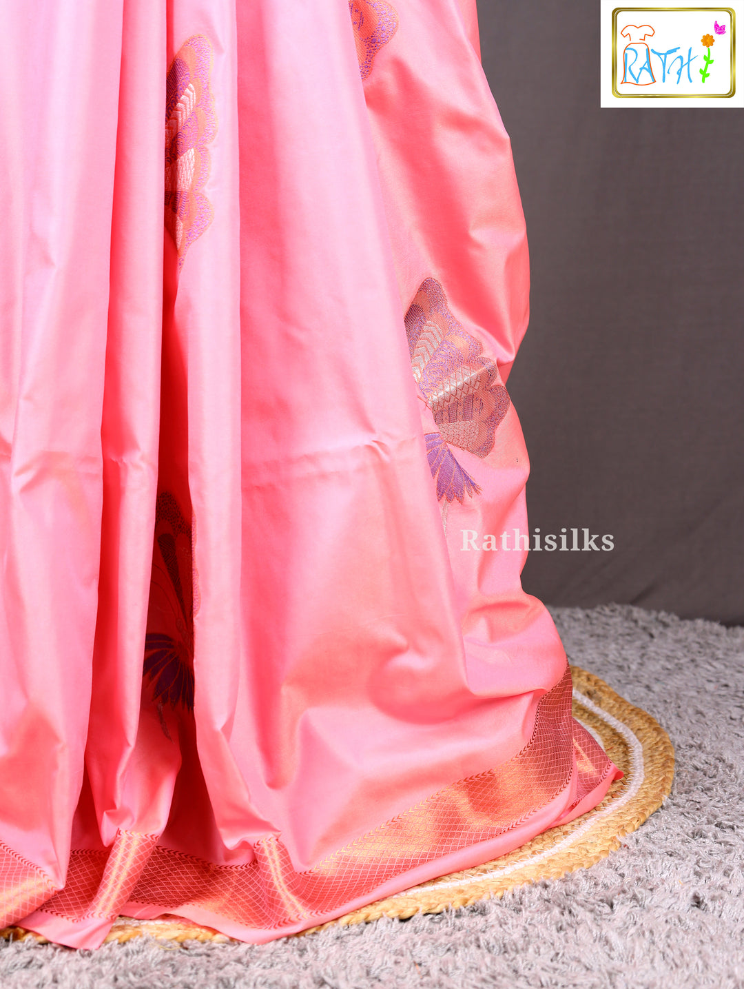 Peach Pink Semi Soft Silk Saree