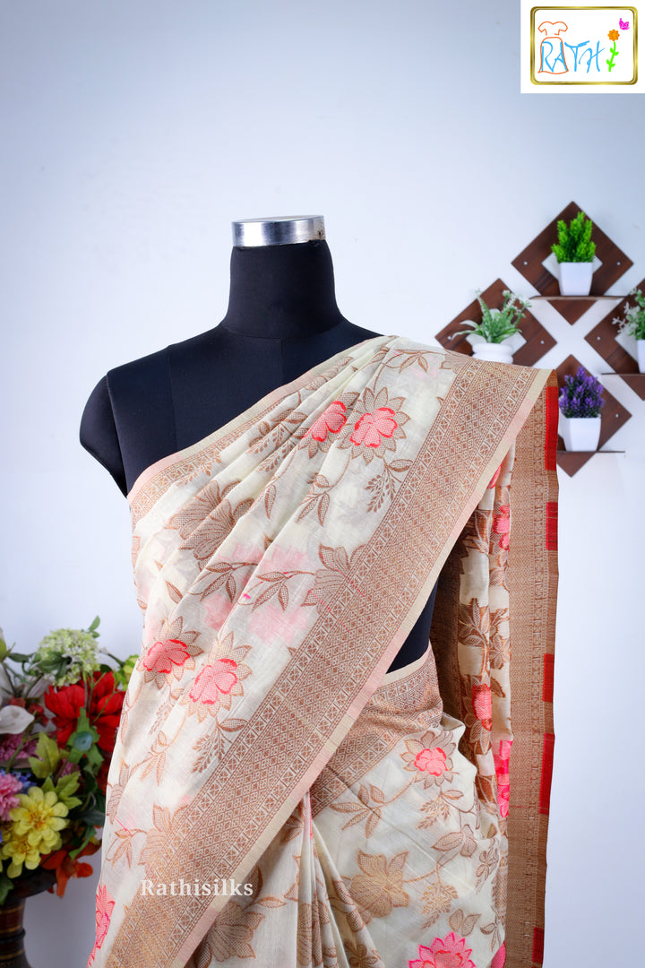 Synthetic Floral Print Saree